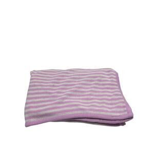 VINTAGE LULLABY CLUB Pink Stripe Chenille BABY BLANKET 34x40 Flaws
